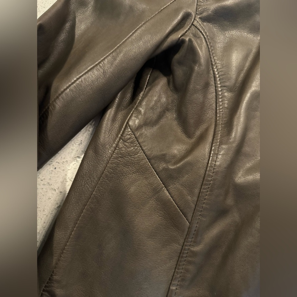NWT Abercrombie & Fitch Genuine Leather Moto Jacket Brown Small - Picture 4 of 11